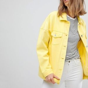 VERO MODA Women's Oversized Yellow Denim Jacket